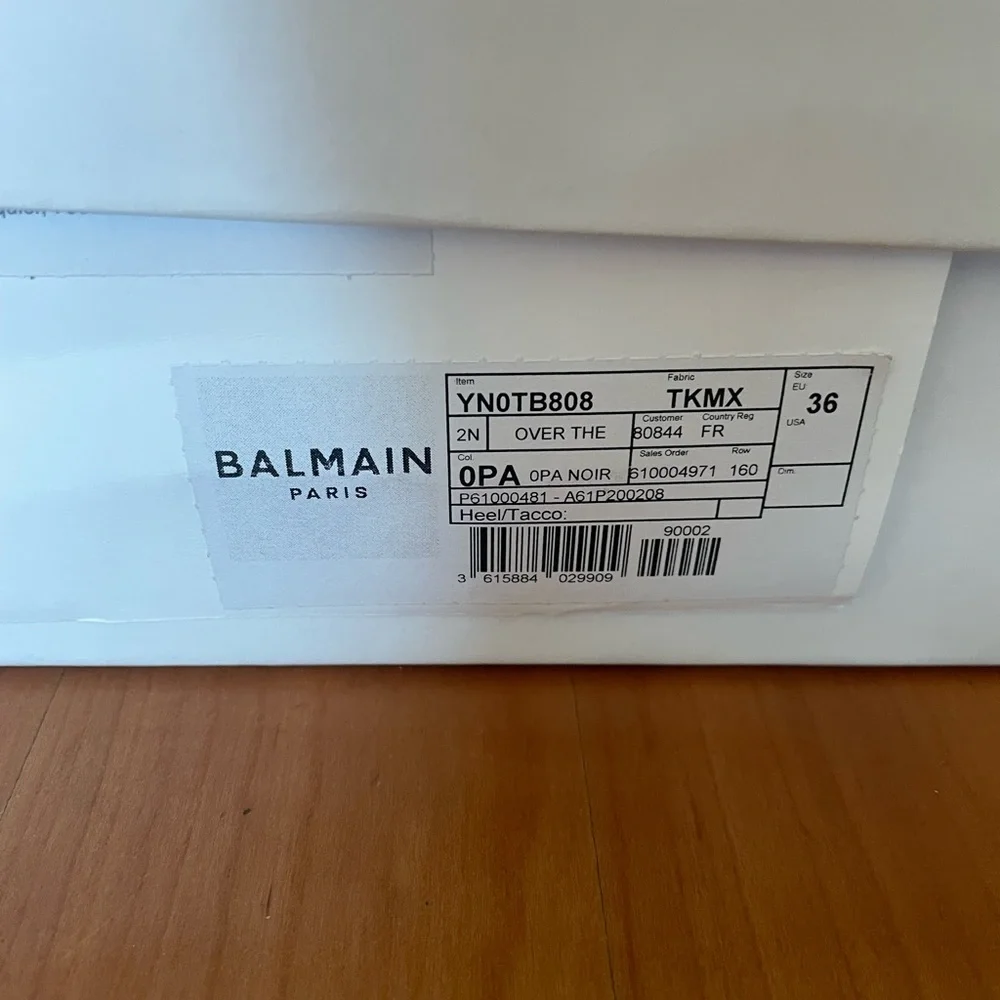 BALMAIN Moneta Knit Thigh High Black Heeled Boots Size 6 Leather Sole NIB